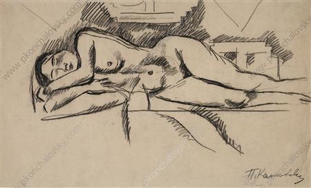 Sleeping model (Model on th carpet) (1918) – Pyotr Konchalovsky Tablo