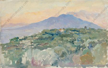 Sorrento. Vesuvius in the evening. (1924) Pyotr Konchalovsky tablo - Dekolata