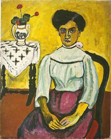 Spanish woman (1910) Pyotr Konchalovsky tablo - Dekolata