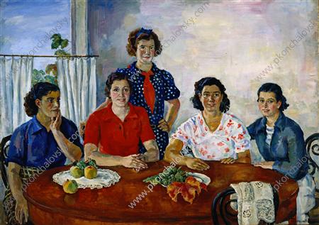 Spanish women (1937) Pyotr Konchalovsky tablo - Dekolata