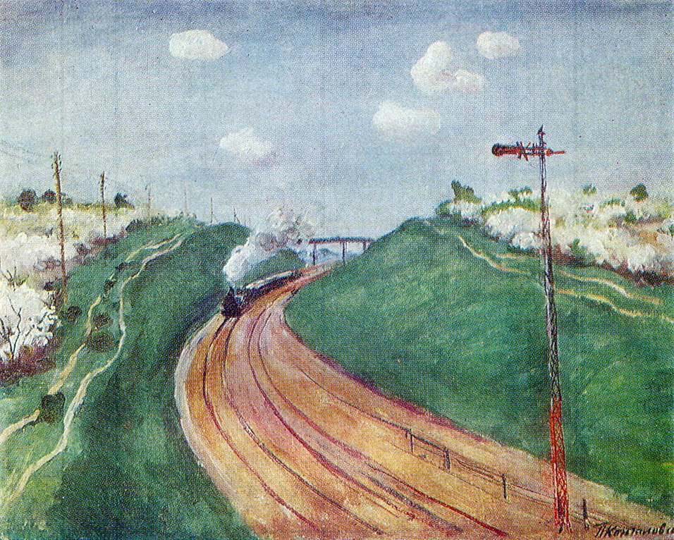 Spring Landscape with train (1931) Pyotr Konchalovsky tablo - Dekolata