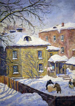 Spring. Courtyard. (1942) Pyotr Konchalovsky tablo - Dekolata