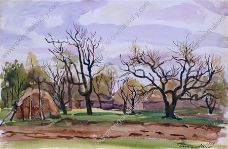 Spring. State Farm 'mounds'. (1932) Pyotr Konchalovsky tablo - Dekolata