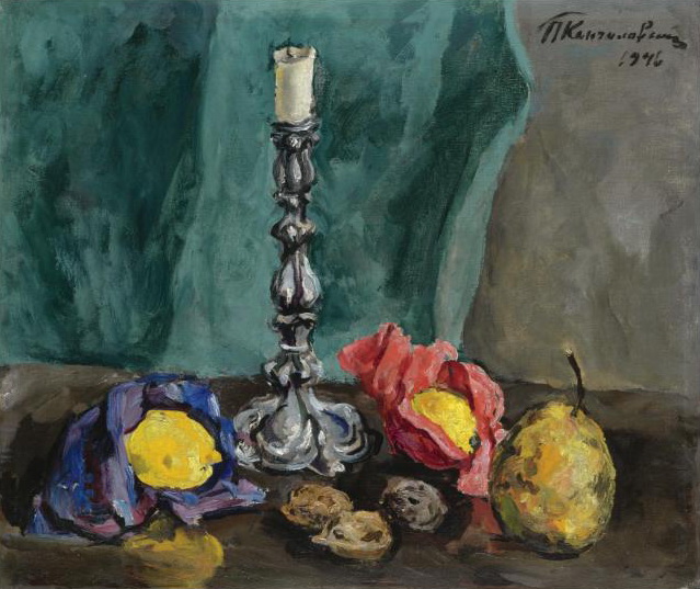 Still Life with a candlestick and a pear (1940) Pyotr Konchalovsky tablo - Dekolata