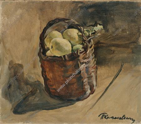 Still Life. Basket of apples on the floor. (1932) – Pyotr Konchalovsky Tablo