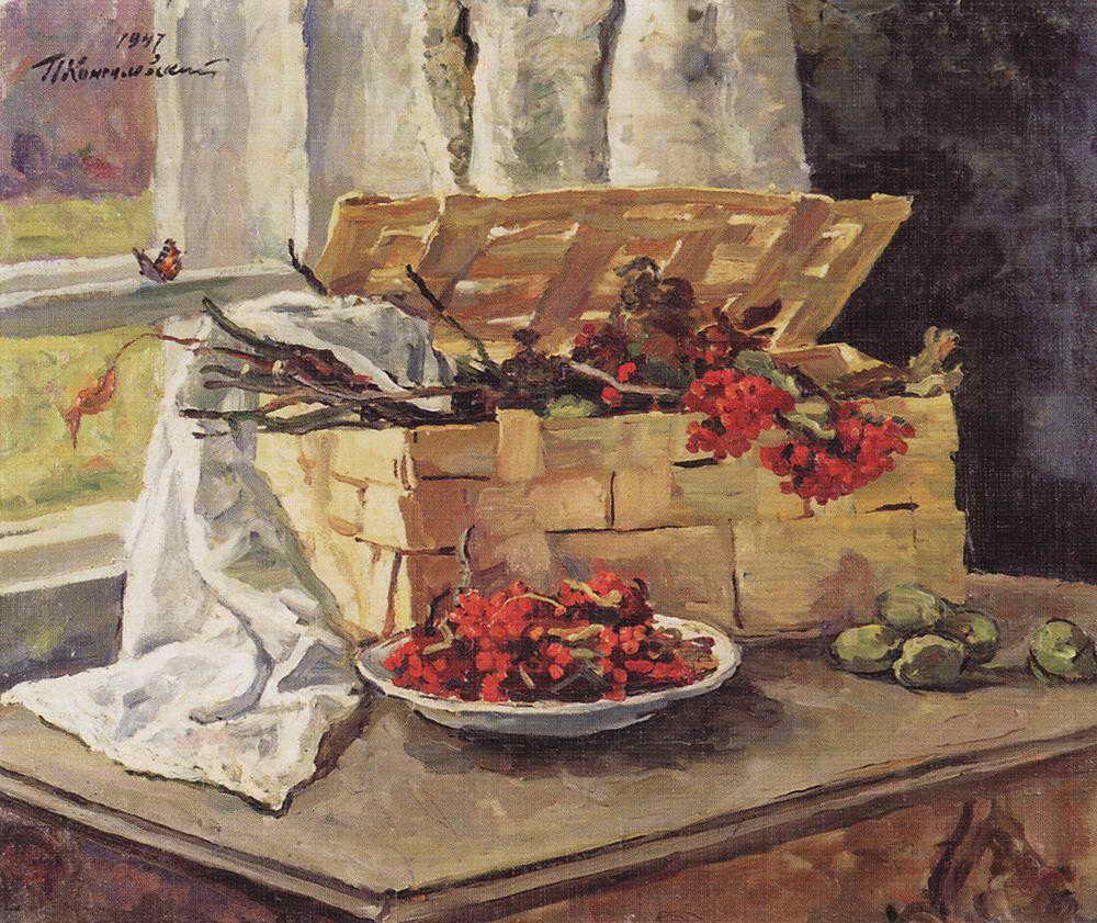 Still Life. Basket with ash. (1947) Pyotr Konchalovsky tablo - Dekolata
