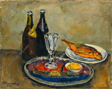 Still Life. Beer and roach. (1946) Pyotr Konchalovsky tablo - Dekolata