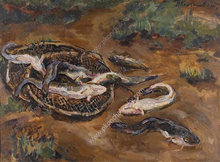 Still Life. Burbot in the ground. (1928) Pyotr Konchalovsky tablo - Dekolata
