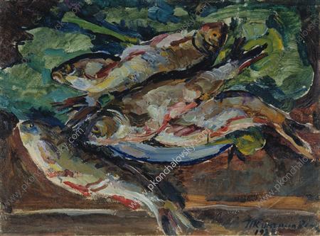 Still Life. Cleaned fish. (1928) Pyotr Konchalovsky tablo - Dekolata