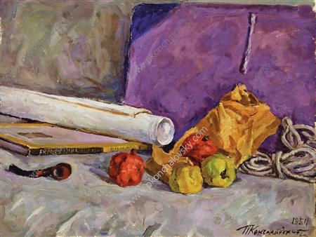 Still Life. Convolution of ropes and other objects on the couch. (1954) Pyotr Konchalovsky tablo - Dekolata