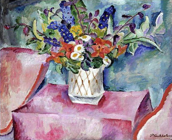 Still Life. Flowers in pink. (1918) Pyotr Konchalovsky tablo - Dekolata