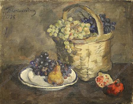 Still Life. Grapes and pomegranates. (1928) Pyotr Konchalovsky tablo - Dekolata