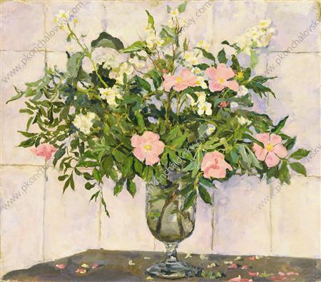Still Life. Jasmine and dog rose at the stove. (1951) – Pyotr Konchalovsky Tablo