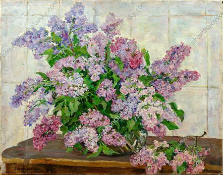 Still Life. Lilac against the stove. (1954) Pyotr Konchalovsky tablo - Dekolata