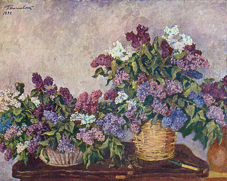 Still Life. Lilacs in two baskets. (1939) Pyotr Konchalovsky tablo - Dekolata