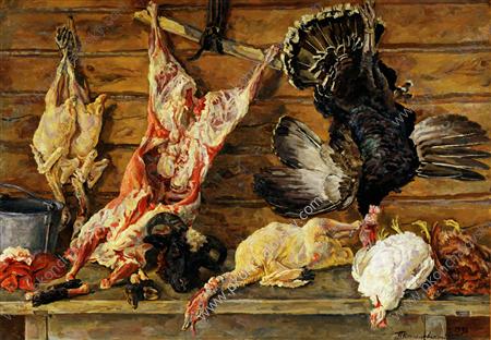 Still Life. Meat and poultry. (1936) Pyotr Konchalovsky tablo - Dekolata