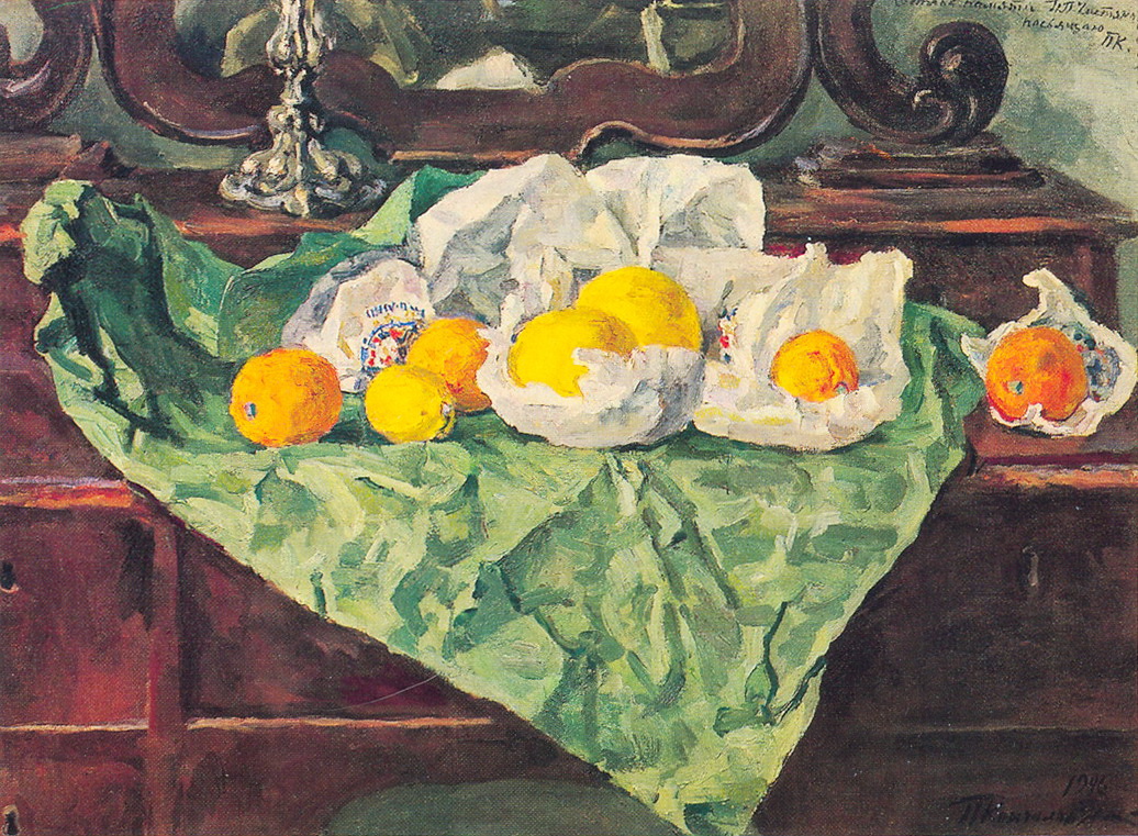 Still Life. Oranges and crumpled paper. (1946) Pyotr Konchalovsky tablo - Dekolata
