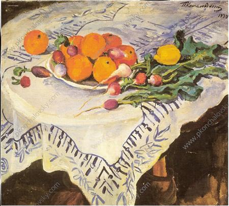 Still Life. Oranges and radishes. Kislovodsk. (1934) Pyotr Konchalovsky tablo - Dekolata