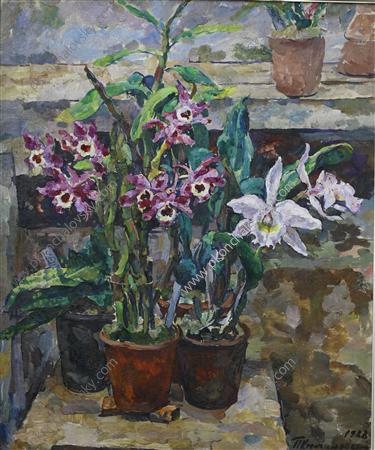 Still Life. Orchids. (1928) Pyotr Konchalovsky tablo - Dekolata