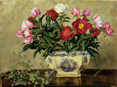 Still Life. Peonies in a porcelain vase. (1949) – Pyotr Konchalovsky Tablo