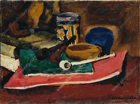 Still Life. Pink notebook and handset. (1929) Pyotr Konchalovsky tablo - Dekolata