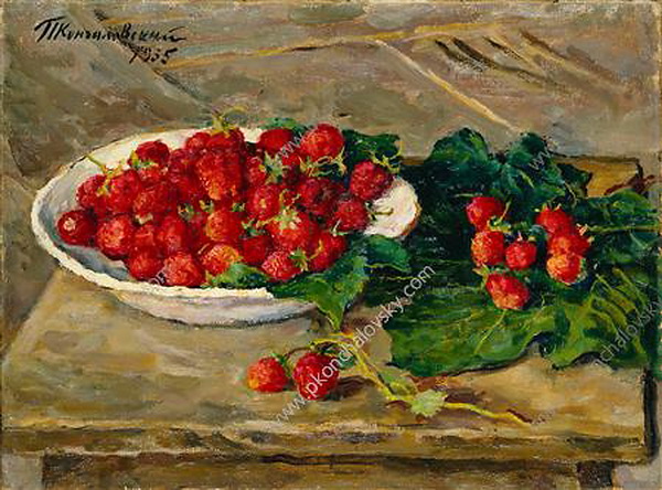 Still Life. Strawberries. (1955) Pyotr Konchalovsky tablo - Dekolata