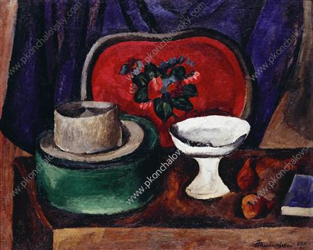 Still Life. Tray and green cardboard box. (1912) – Pyotr Konchalovsky Tablo