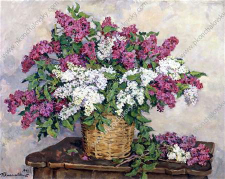 Still Life. White and red lilac. (1951) Pyotr Konchalovsky tablo - Dekolata