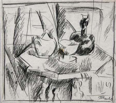 Still life on the octagonal table (1916) Pyotr Konchalovsky tablo - Dekolata