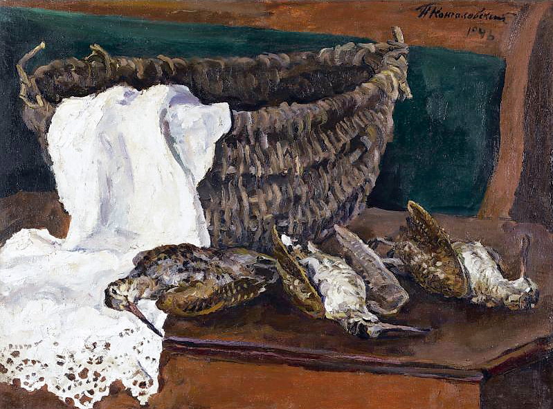 Still life with basket and woodcock (1946) Pyotr Konchalovsky tablo - Dekolata