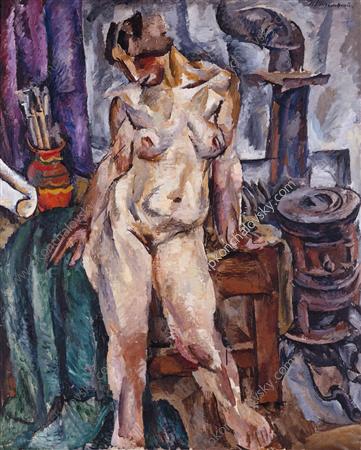 The Model by the stove (1917) Pyotr Konchalovsky tablo - Dekolata