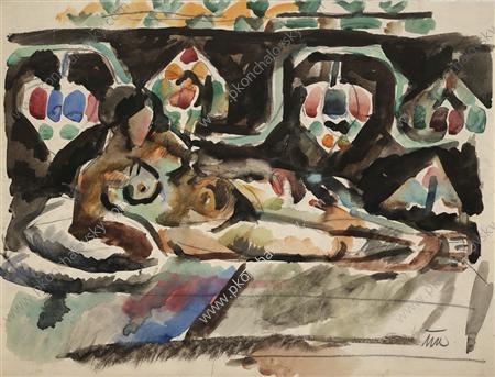 The Model on the carpet (1919) – Pyotr Konchalovsky Tablo