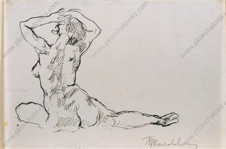 The Model sitting back (1935) Pyotr Konchalovsky tablo - Dekolata