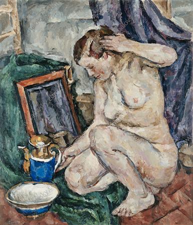 The Model squatting (1919) Pyotr Konchalovsky tablo - Dekolata