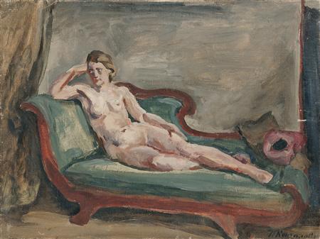 The Model. Sketch for painting 'Woman on the couch. (1930) Pyotr Konchalovsky tablo - Dekolata