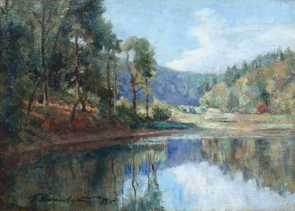 The evening. Landscape with a lake. (1939) Pyotr Konchalovsky tablo - Dekolata