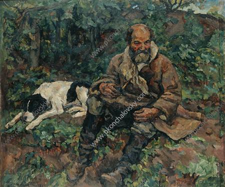 The night watchman with a dog (Ivan Payala) (1923) Pyotr Konchalovsky tablo - Dekolata