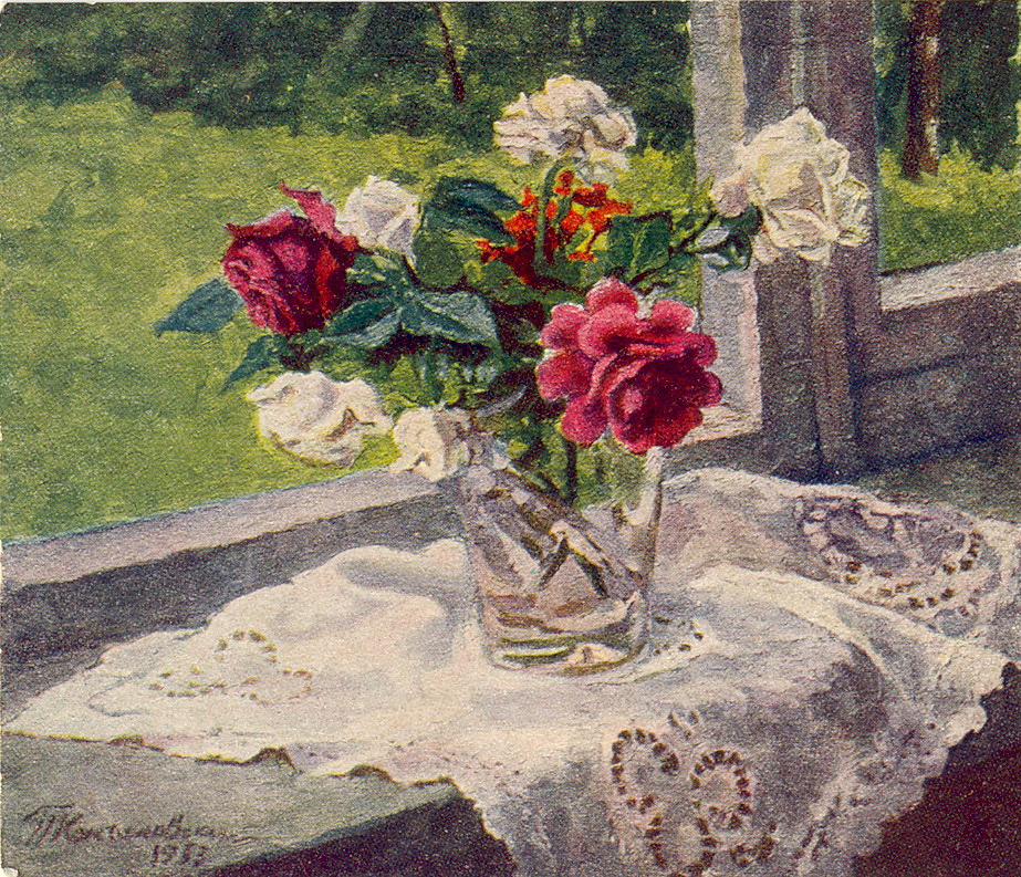 The roses by the window (1953) Pyotr Konchalovsky tablo - Dekolata
