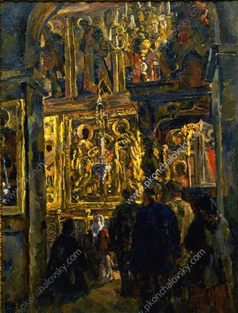 The service in St. Sophia Cathedral (1928) Pyotr Konchalovsky tablo - Dekolata