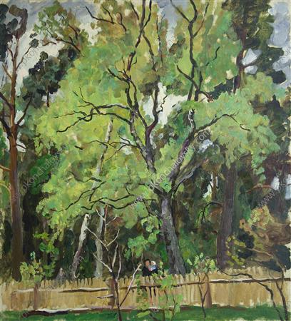 The trees behind the fence (1940) Pyotr Konchalovsky tablo - Dekolata
