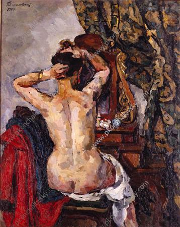 The woman in front of a mirror (1923) Pyotr Konchalovsky tablo - Dekolata