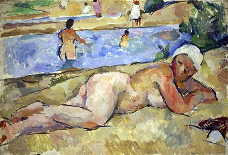 The woman on the bank of the river (1922) – Pyotr Konchalovsky Tablo