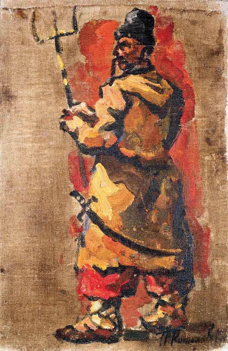 Triptych. Cossack with a fork. Pyotr Konchalovsky tablo - Dekolata