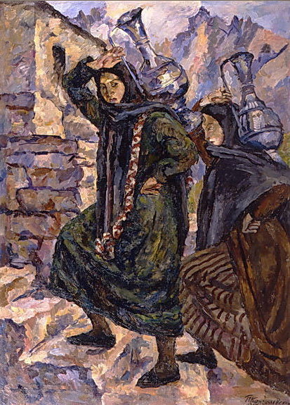 Two Georgians with pitchers ('Every day to light Aragvi') (1927) Pyotr Konchalovsky tablo - Dekolata