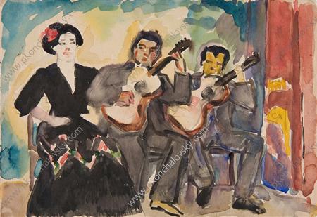 Two guitarists and singer (1910) Pyotr Konchalovsky tablo - Dekolata
