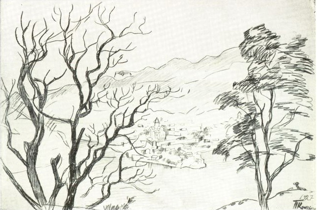 View of Mtskheta from the mountain (1927) Pyotr Konchalovsky tablo - Dekolata