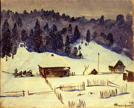 Village Karzamanovo. The snow has gone. (1934) Pyotr Konchalovsky tablo - Dekolata