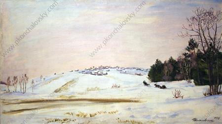 Village Potryasovo in winter (1934) – Pyotr Konchalovsky Tablo