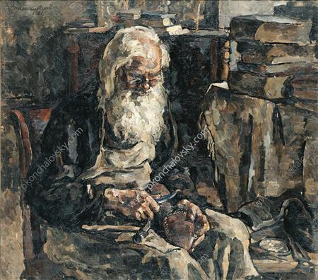 Vissarion a shoemaker at work (1926) – Pyotr Konchalovsky Tablo