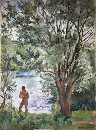 Volodya by the river (1938) Pyotr Konchalovsky tablo - Dekolata